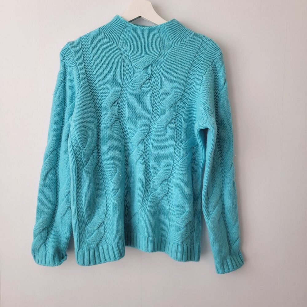 woolovers womens 100% Lambswool cable mock neck jumper size XS